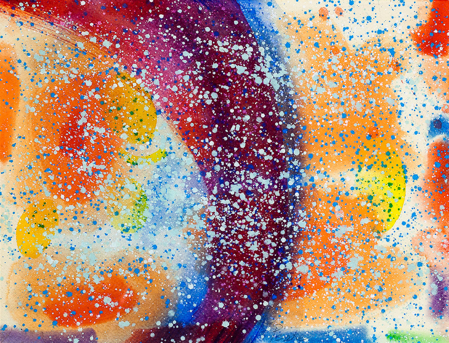 Sarah York, Cosmic Pathways (detail), gouache on paper.